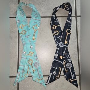 Key Pattern Silk Twilly Scarves